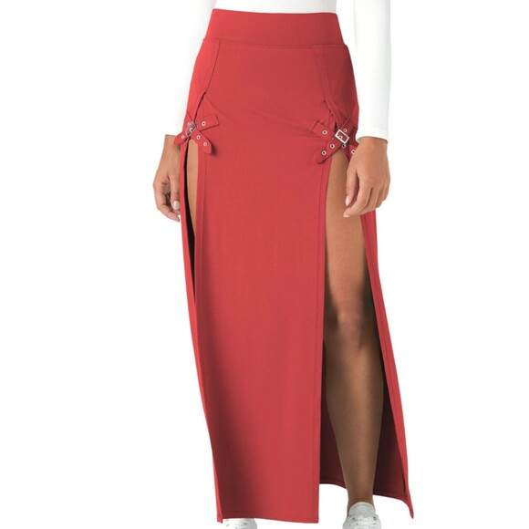 Halara Rust Soft Stretchy Double Buckle Front Split Maxi Skort Skirt XS - Picture 1 of 12